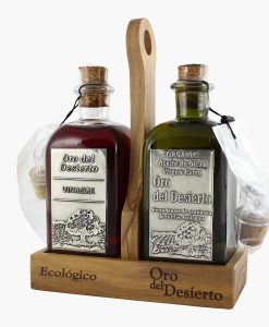 Presentbox Olivolja Coupage och Rödvinsvinäger på olivträsstativ