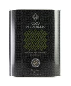 Eko Olivolja Oro del Desierto i 3 liter plåtdunk alla varianter; Lechin, Arbequina, Hojiblanca och Picual samt en Coupage (blend).